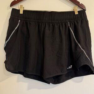 Black Women's Athletic Shorts with Reflective Trim